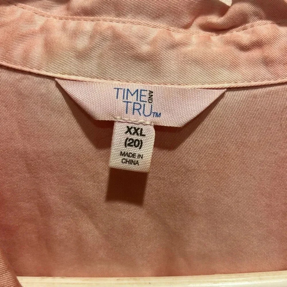 Time And Tru Women’s Pink Roll Tab Long Sleeve Button Down‎ Shirt 2X Lyocell - Picture 3 of 7